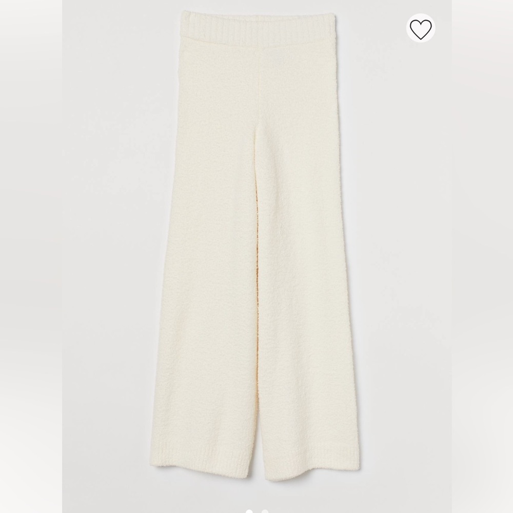 Soft knit L H&M pants cream sweater teddy cozy lounge wide leg
